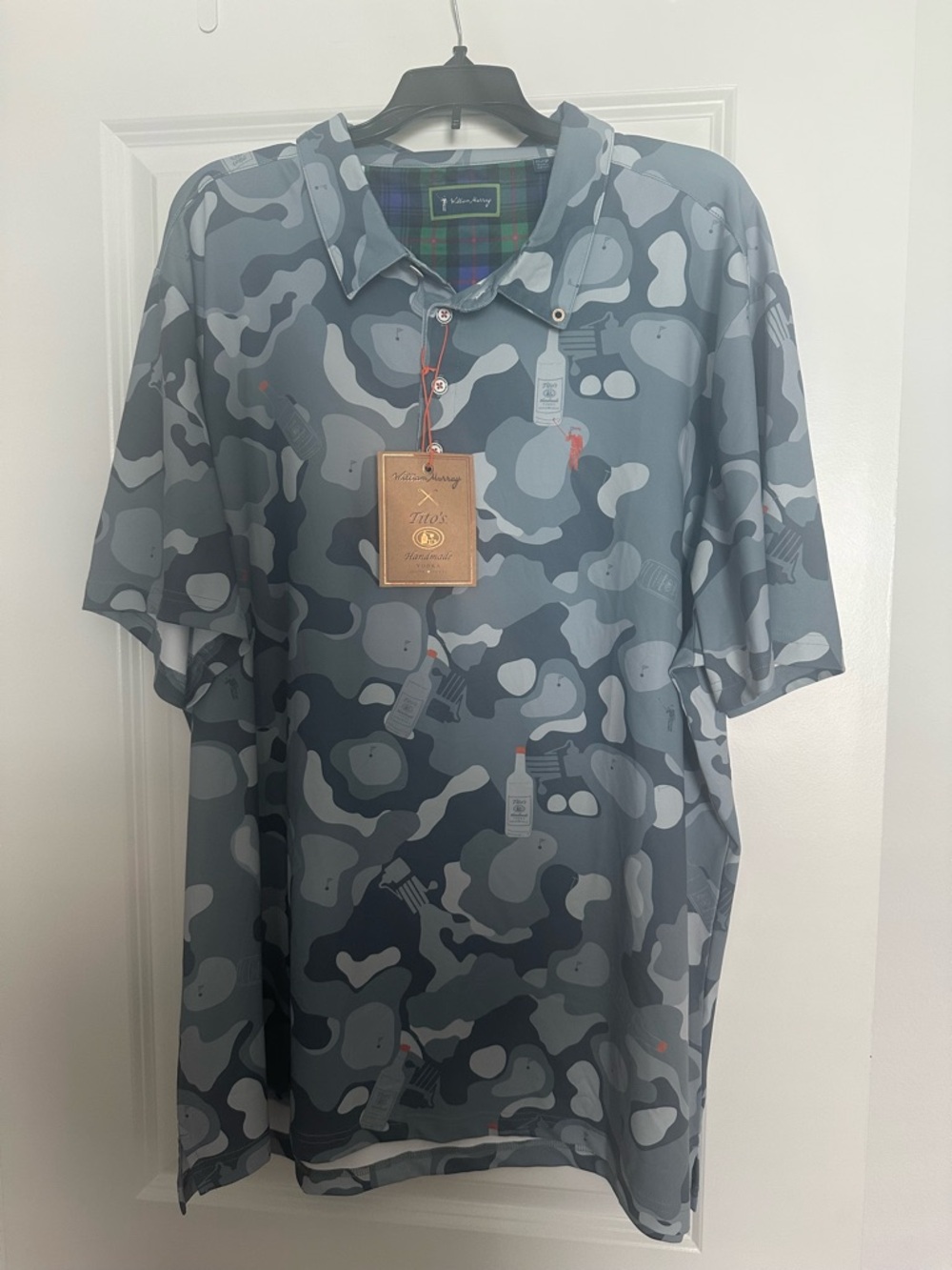 William Murray Grey & Blue Camo Short-Sleeve Polo